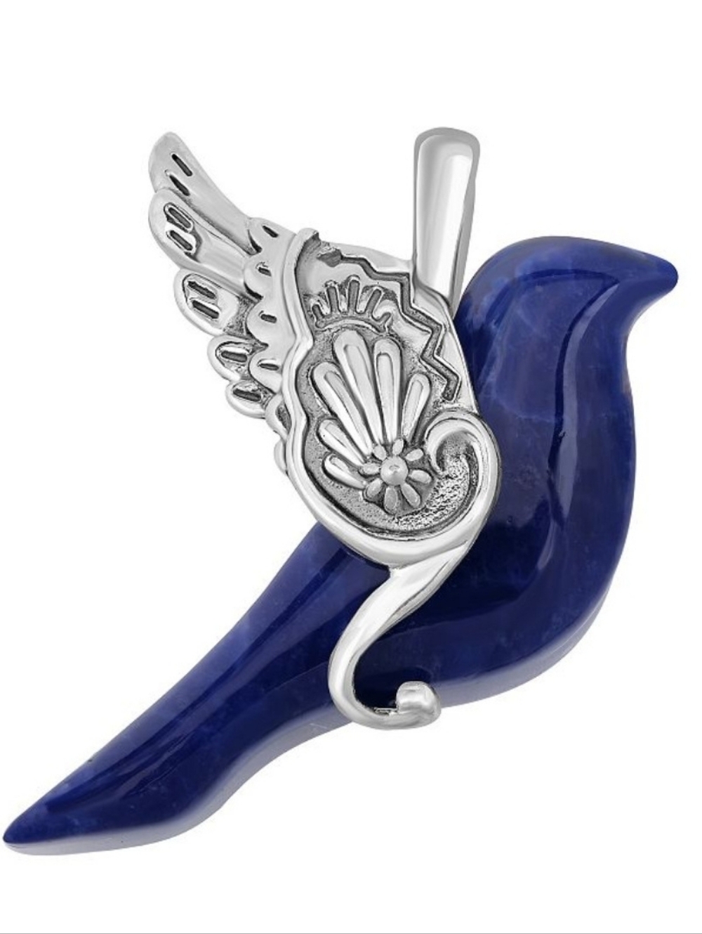 American West Sterling Silver Sodalite Blue Bird Pendant Necklace